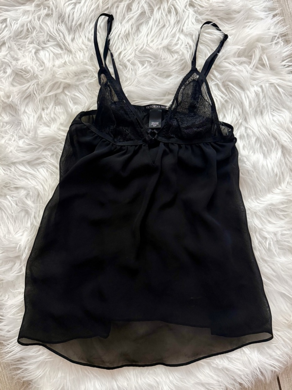 Victoria's Secret Black Sheer Lace Slip Cami